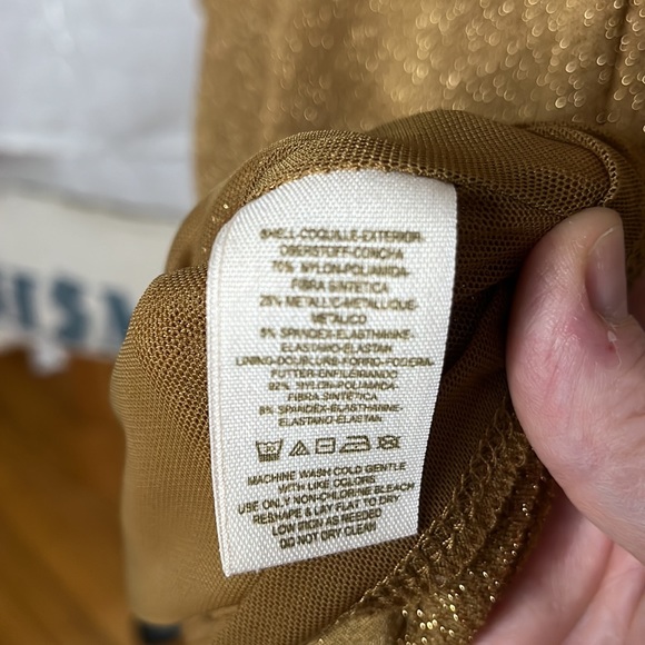 Free People Day & Night Gold Metallic Long Sleeve Babydoll Mini Dress Women’s S - Picture 7 of 12